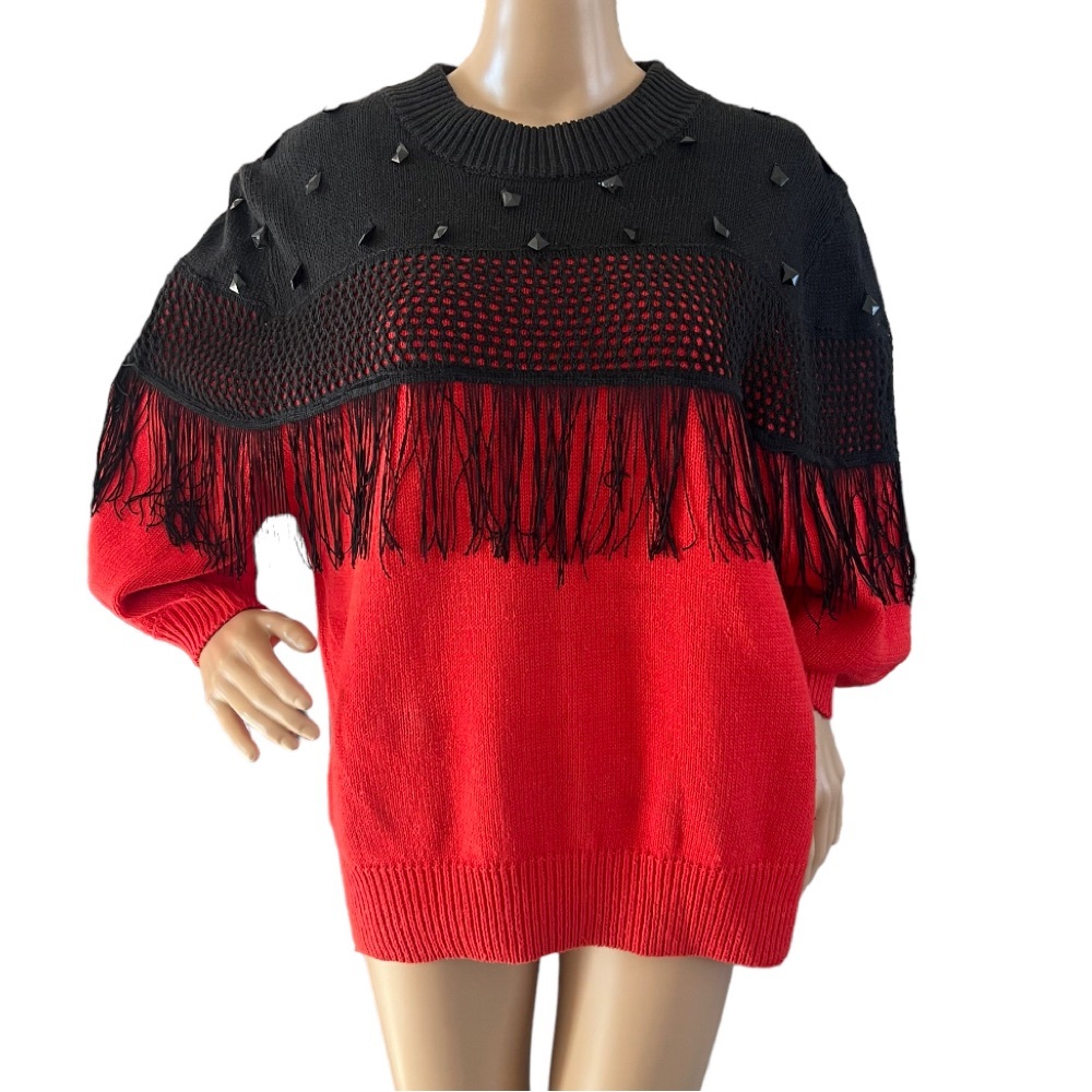Bonnie And Bill By Holly Sweater Womens Fringe Pullover Top Western Vintage
